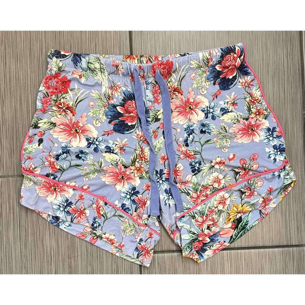 Posh Peanut Women’s Purple Floral Drawstring Sleep Shorts Size XS Bamboo